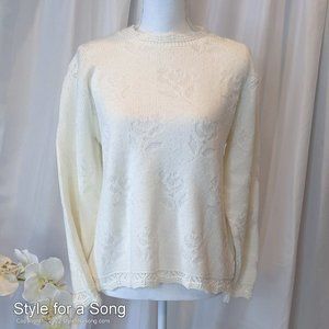 Vintage Cricket Lane Ivory Rose Imprint Sweater Small
